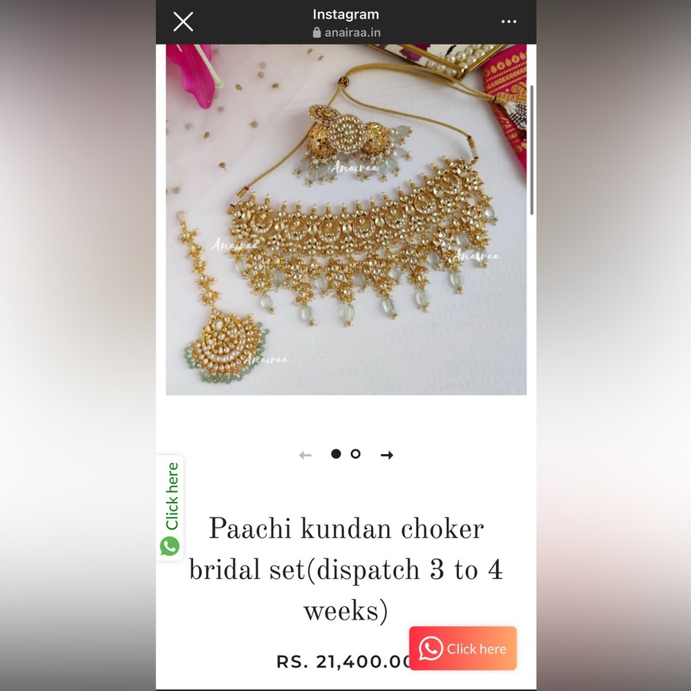 Indian Kundan Bridal Set with Haath Phool